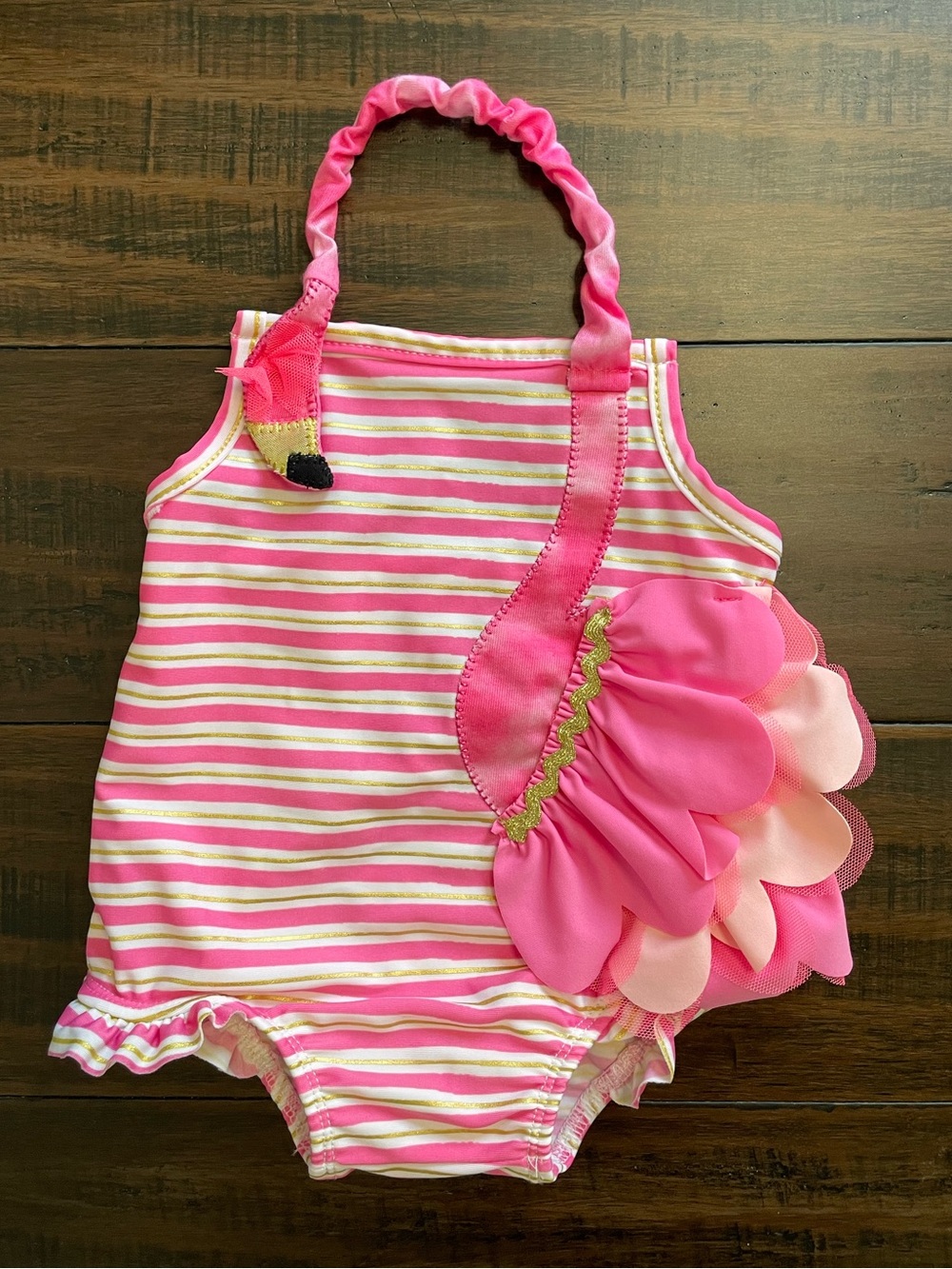 Mud Pie Pink Stripe Flamingo One Piece Swimsuit